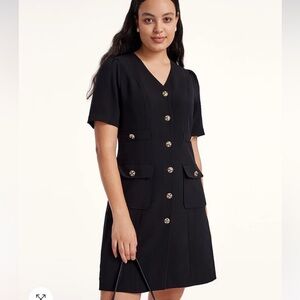 Black Triacetate Button Front Mini Dress NWT